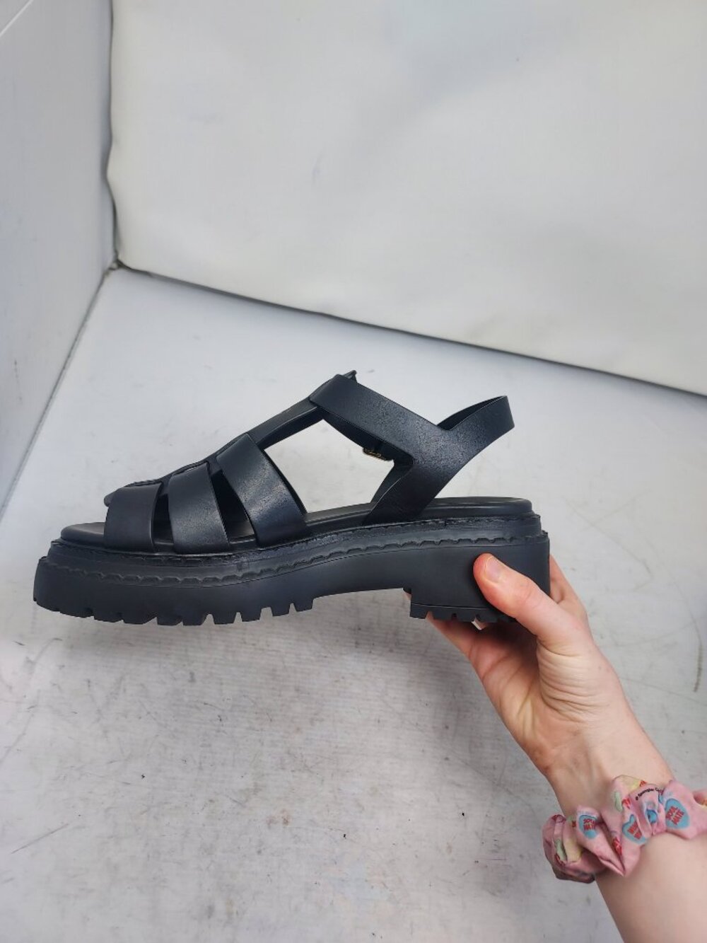 Prada Monolith WOMENS Logo Platform Fisherman Black Rubber Sandal - Picture 9 of 13